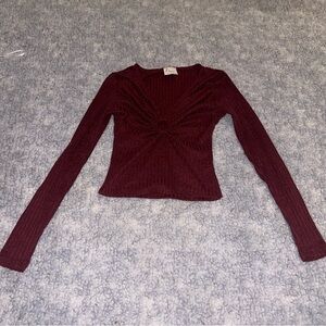 Elegant Burgundy Long Sleeve Top
